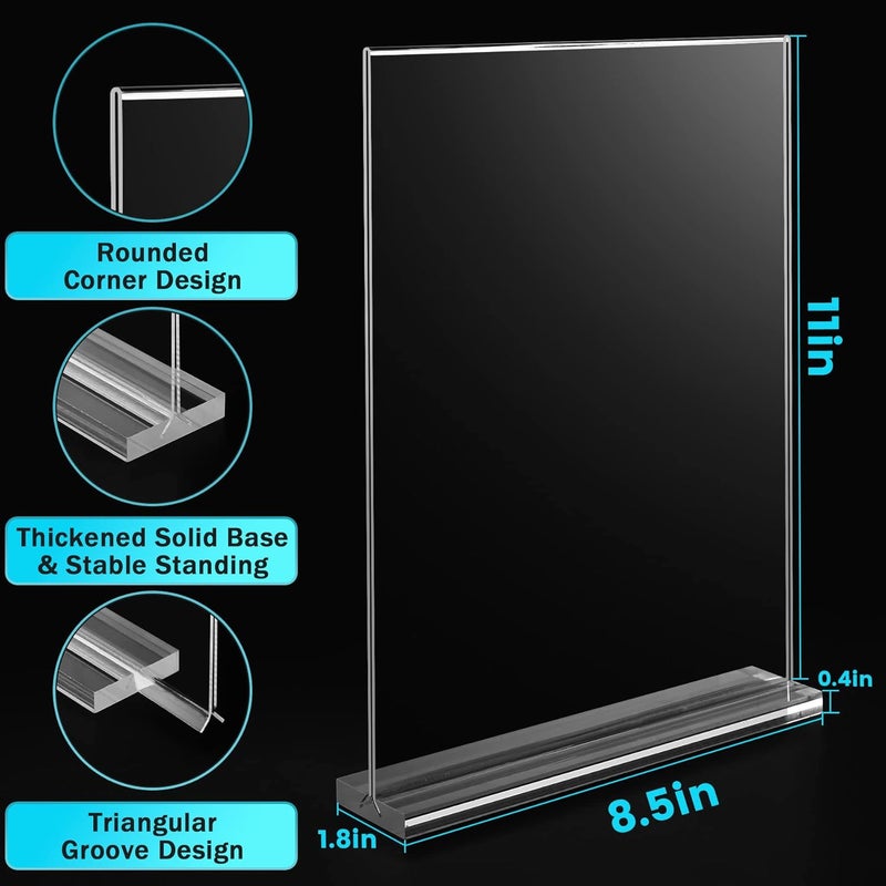 Argvey 4-Pack Acrylic Sign Holder, 8.5 x 11 Inch Vertical T Shape Table Display Stand, Double-Sided Clear Plastic Sign Holders for Paper, Menu, and Flyer, Ideal for Home, Office, Restaurants, and Stores - Image 5